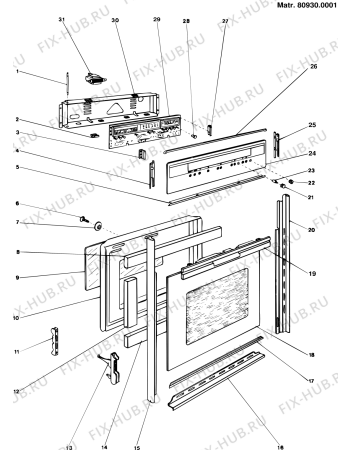 Схема №1 IVFM10EL (F000505) с изображением Панель для духового шкафа Indesit C00034131