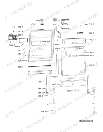 Схема №1 ADG 8000 FD с изображением Модуль (плата) управления для посудомойки Whirlpool 481010543840