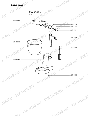 Взрыв-схема блендера (миксера) Samurai SX400023/96 - Схема узла 1P003427.3P2