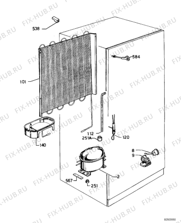 Взрыв-схема холодильника Faure FRC288W - Схема узла Cooling system 017