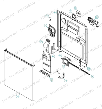 Взрыв-схема посудомоечной машины Asko D5112 XL NO   -White Bi (338901, DW70.1) - Схема узла 05