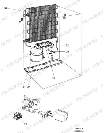 Взрыв-схема холодильника Zanussi ZRT15JB8 - Схема узла Cooling system 017