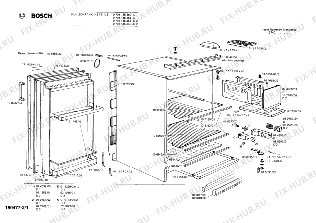 Схема №1 0701145355 KS141US с изображением Кнопка для холодильной камеры Bosch 00021965