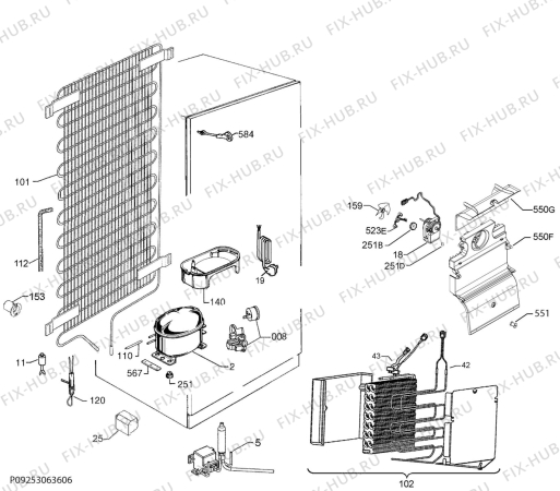 Взрыв-схема холодильника Electrolux FI22/12NDV - Схема узла Cooling system 017