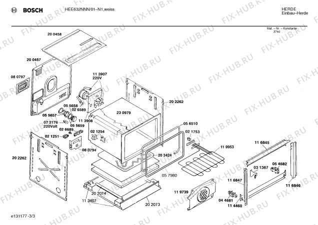 Взрыв-схема плиты (духовки) Bosch HEE632NNN - Схема узла 03