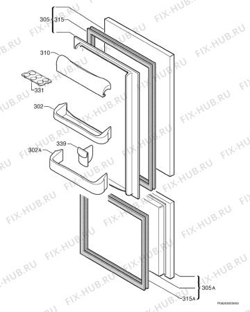 Взрыв-схема холодильника Privileg 515995_40037 - Схема узла Door 003