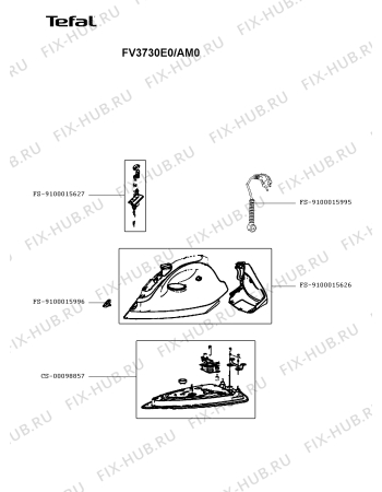Схема №1 FV3730E0/AM0 с изображением Рукоятка для утюга (парогенератора) Tefal FS-9100015626