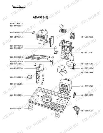 Взрыв-схема микроволновой печи Moulinex ADA52S(0) - Схема узла ZP002055.5P3