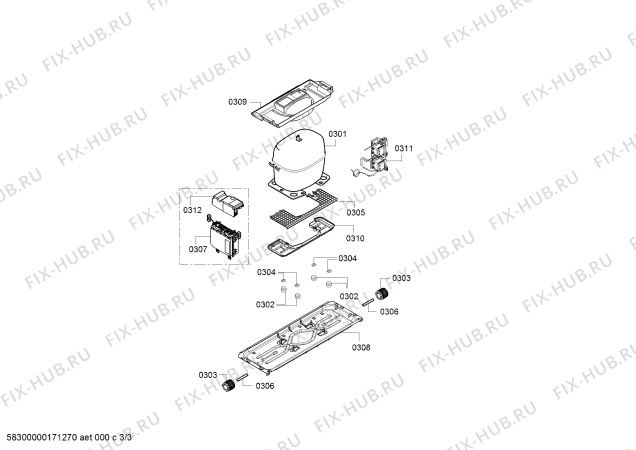 Взрыв-схема холодильника Bosch KGE39AI43 Bosch - Схема узла 03