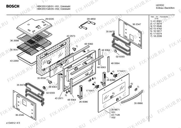Схема №1 HBK3551GB с изображением Панель управления для духового шкафа Bosch 00437130