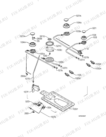 Взрыв-схема плиты (духовки) Parkinson Cowan CSIG509X - Схема узла Functional parts 267