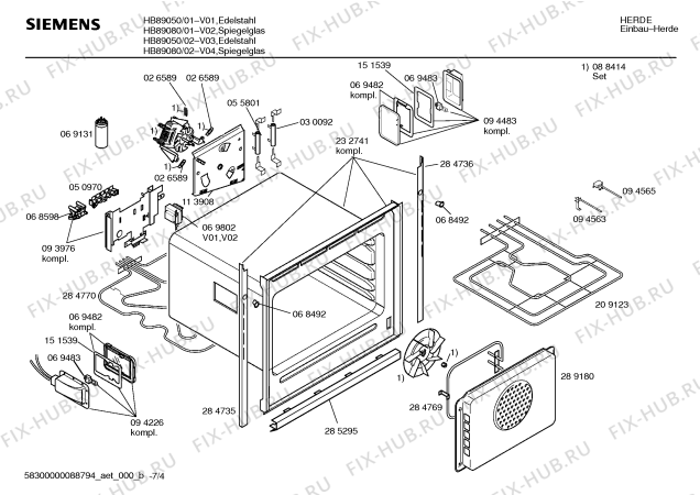 Схема №2 HB89051 с изображением Панель для духового шкафа Siemens 00288129