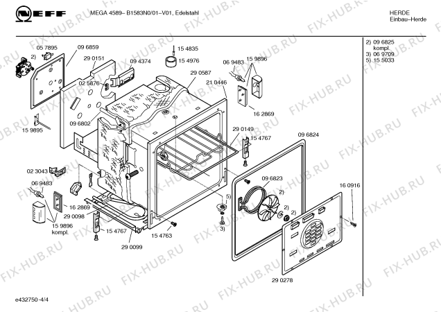 Схема №1 B1583W0 MEGA 4585 с изображением Инструкция по эксплуатации для плиты (духовки) Bosch 00518065