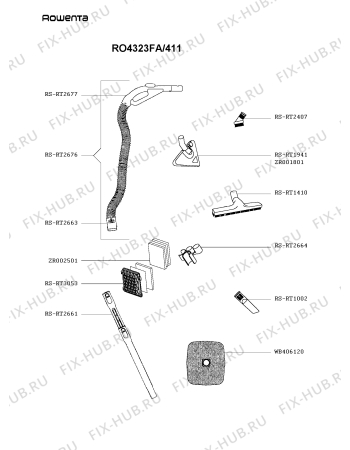 Взрыв-схема пылесоса Rowenta RO4323FA/411 - Схема узла YP005695.0P2