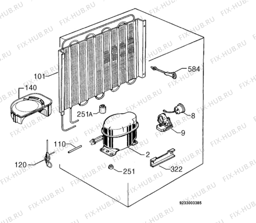 Взрыв-схема холодильника Privileg 021139_7866 - Схема узла Cooling system 017