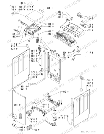 Схема №1 AWE 8625 с изображением Декоративная панель для стиралки Whirlpool 481245215578