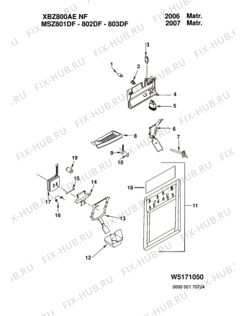 Схема №1 XBZ800AENF (F045537) с изображением Часть корпуса для холодильника Indesit C00195440