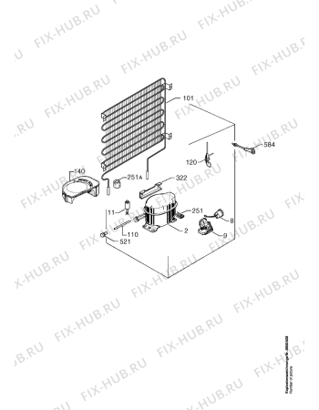 Взрыв-схема холодильника Aeg KT165 - Схема узла Refrigerator cooling system