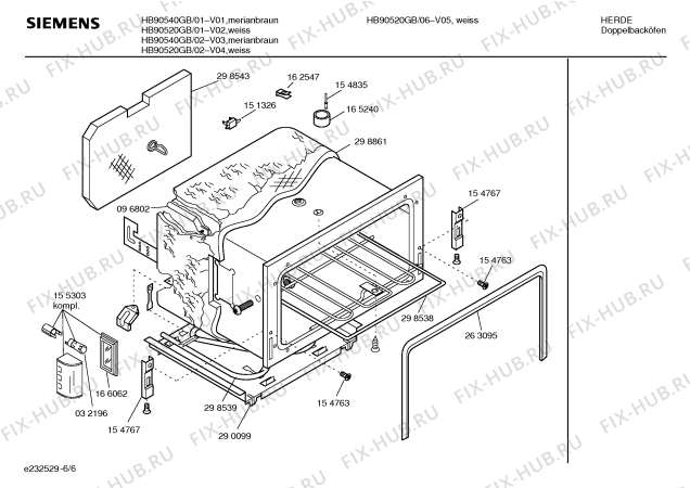 Взрыв-схема плиты (духовки) Siemens HB90520GB - Схема узла 06
