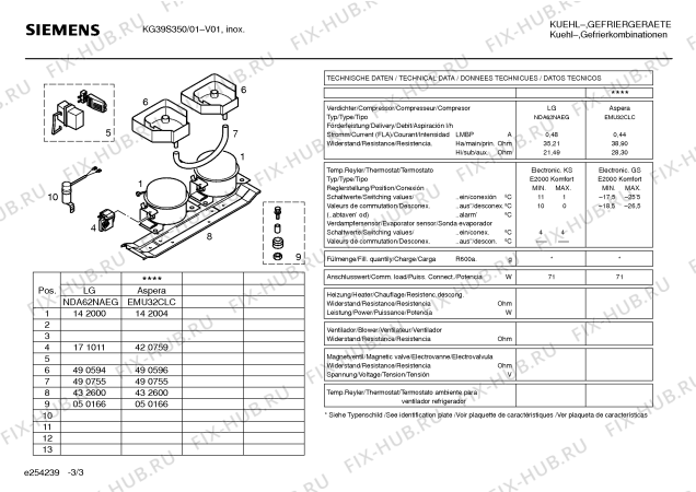 Взрыв-схема холодильника Siemens KG39S350 - Схема узла 03