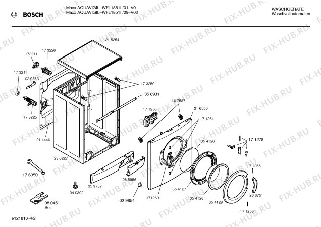 Схема №1 WFL1851II Maxx Aquavigil с изображением Инструкция по установке и эксплуатации для стиралки Bosch 00523389