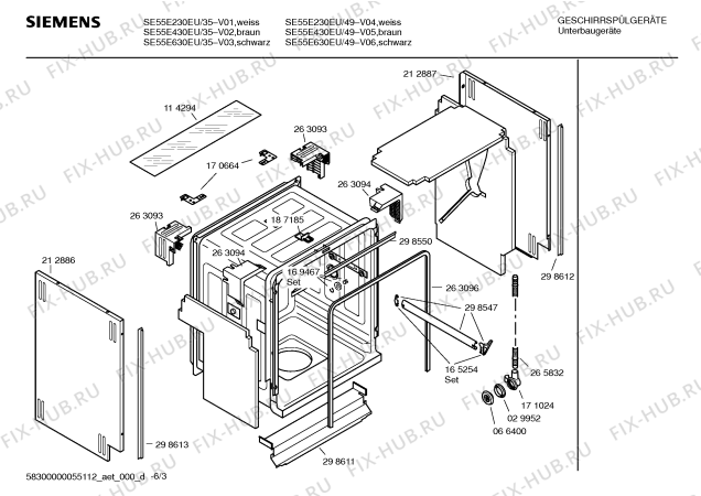 Взрыв-схема посудомоечной машины Siemens SE55E630EU - Схема узла 03