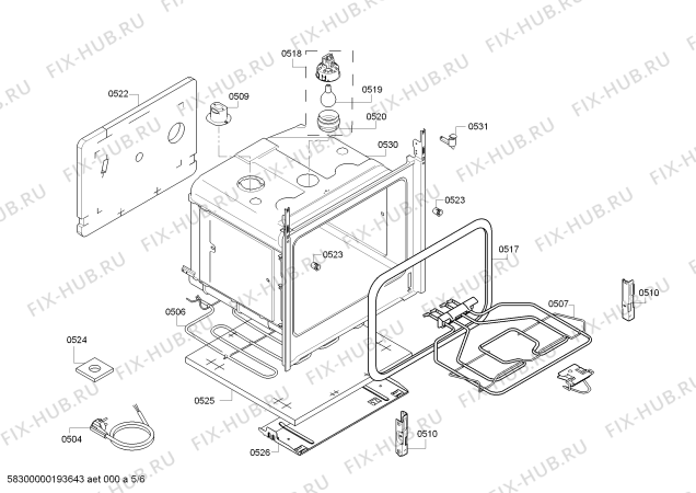 Взрыв-схема плиты (духовки) Bosch HCA722250U - Схема узла 05