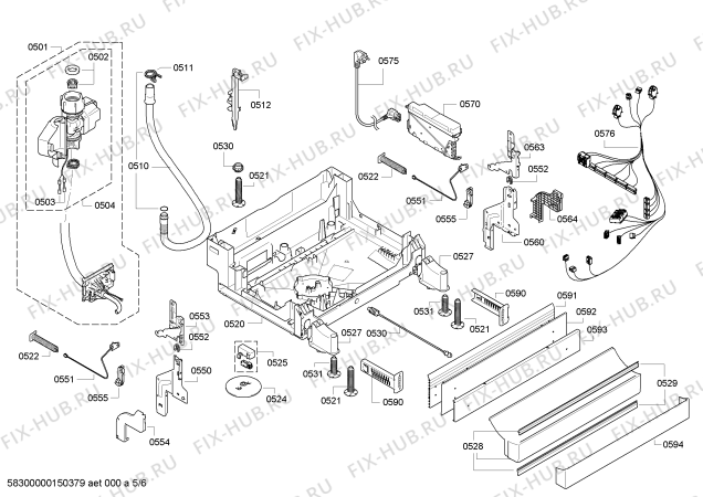 Взрыв-схема посудомоечной машины Bosch SMU69T12SK - Схема узла 05