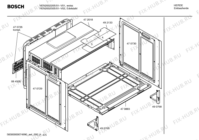 Взрыв-схема плиты (духовки) Bosch HEN200250S - Схема узла 05