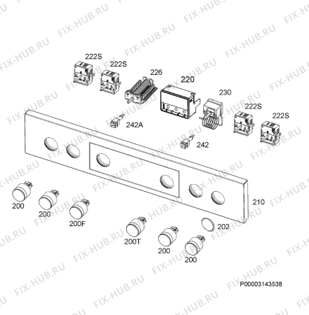 Взрыв-схема плиты (духовки) Aeg EEB335123M - Схема узла Command panel 037