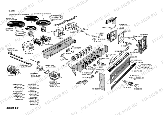 Взрыв-схема плиты (духовки) Siemens HL7411 - Схема узла 02