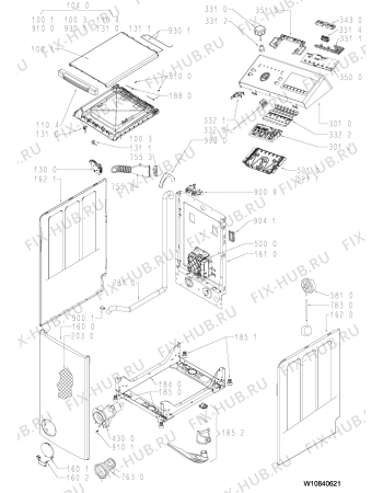 Схема №1 TBKR70230 (F100315) с изображением Рукоятка для стиральной машины Indesit C00446906