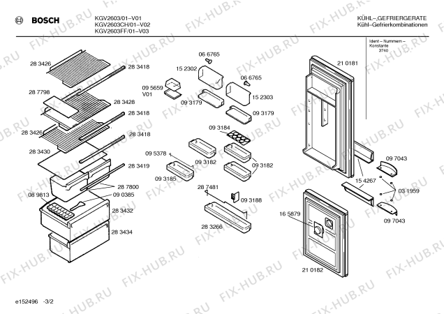 Взрыв-схема холодильника Bosch KGV2603FF - Схема узла 02