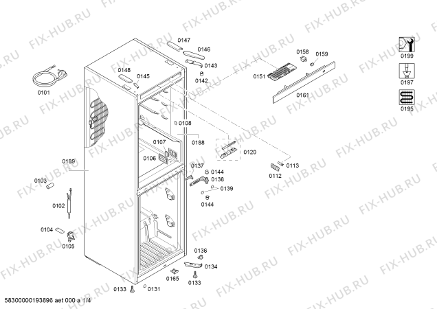 Схема №1 KGN34XW32G с изображением Дверь для холодильной камеры Bosch 00713579
