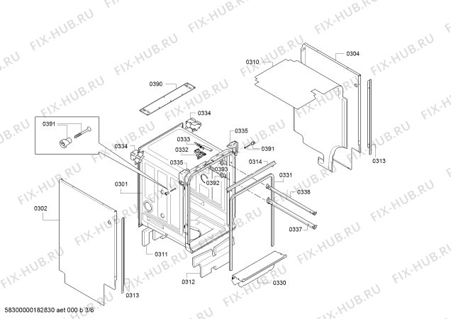 Взрыв-схема посудомоечной машины Bosch SPU68M02SK, SuperSilence - Схема узла 03