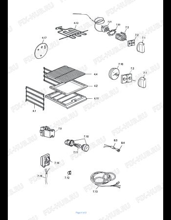 Взрыв-схема плиты (духовки) DELONGHI NFGN 4 - Схема узла 4