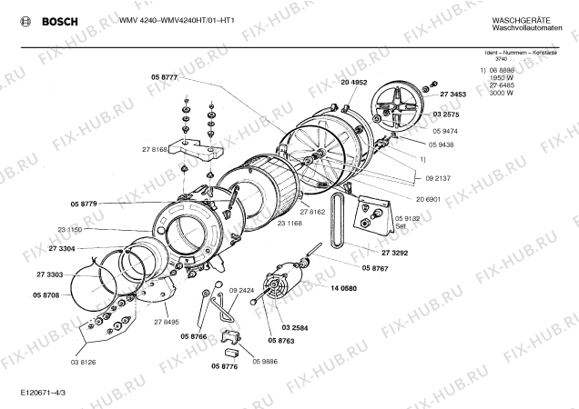 Взрыв-схема стиральной машины Bosch WMV4240HT - Схема узла 03