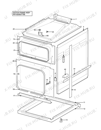 Взрыв-схема плиты (духовки) Tricity Bendix SIE557BK - Схема узла H10 Outer Frame