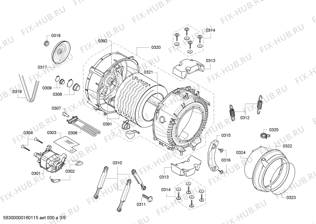 Взрыв-схема стиральной машины Siemens WM14Q390GB IQ300 varioPerfect - Схема узла 03