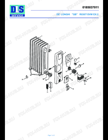 Схема №1 R030715W EX:2 с изображением Блок управления для электрообогревателя DELONGHI 5985003400
