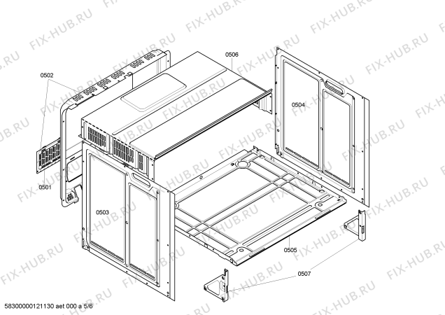 Взрыв-схема плиты (духовки) Bosch HEN360651 - Схема узла 05