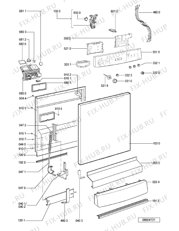 Схема №1 ADP 4615 WH с изображением Блок управления для посудомоечной машины Whirlpool 481221838545