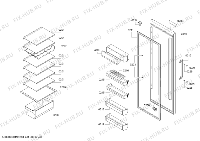 Схема №2 KSV36VI30B Bosch с изображением Дверь для холодильника Bosch 00715649