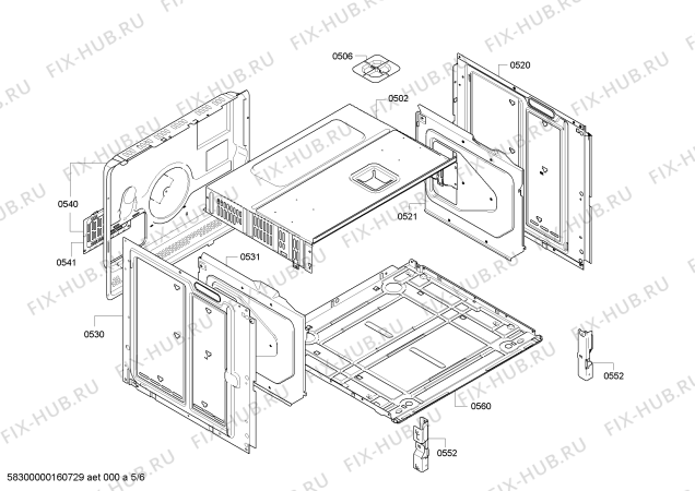 Взрыв-схема плиты (духовки) Bosch HBG73B550C - Схема узла 05