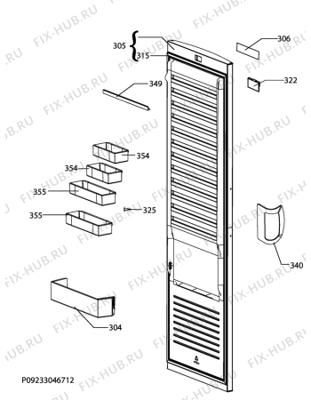 Взрыв-схема холодильника Electrolux ERE3630MHW - Схема узла Door