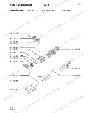 Взрыв-схема плиты (духовки) Aeg 7020E-M - Схема узла Section6