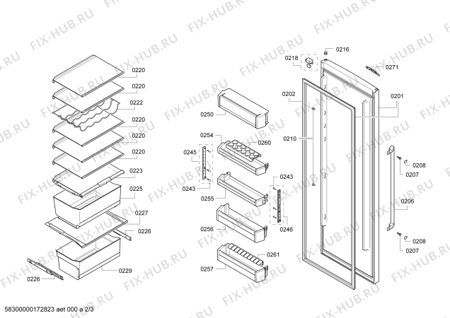 Взрыв-схема холодильника Bosch KSV36MW41 - Схема узла 02