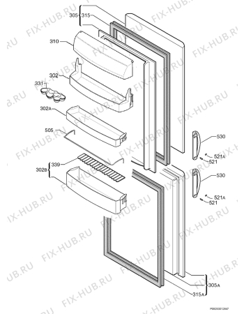 Взрыв-схема холодильника Zanussi ZK25/9X - Схема узла Door 003