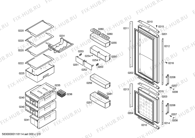 Взрыв-схема холодильника Siemens KG36SD00 - Схема узла 02