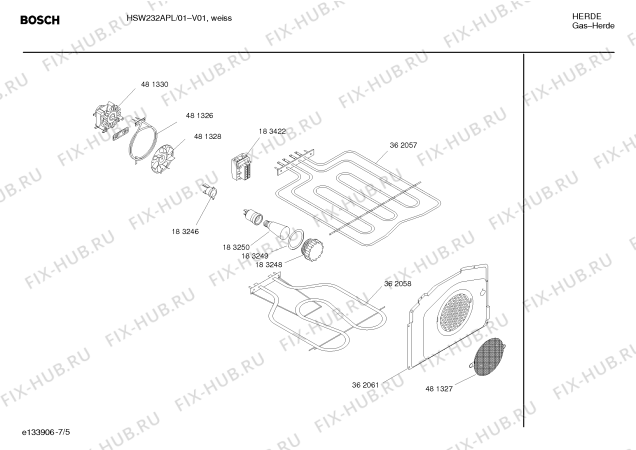 Взрыв-схема плиты (духовки) Bosch HSW232APL Bosch - Схема узла 05